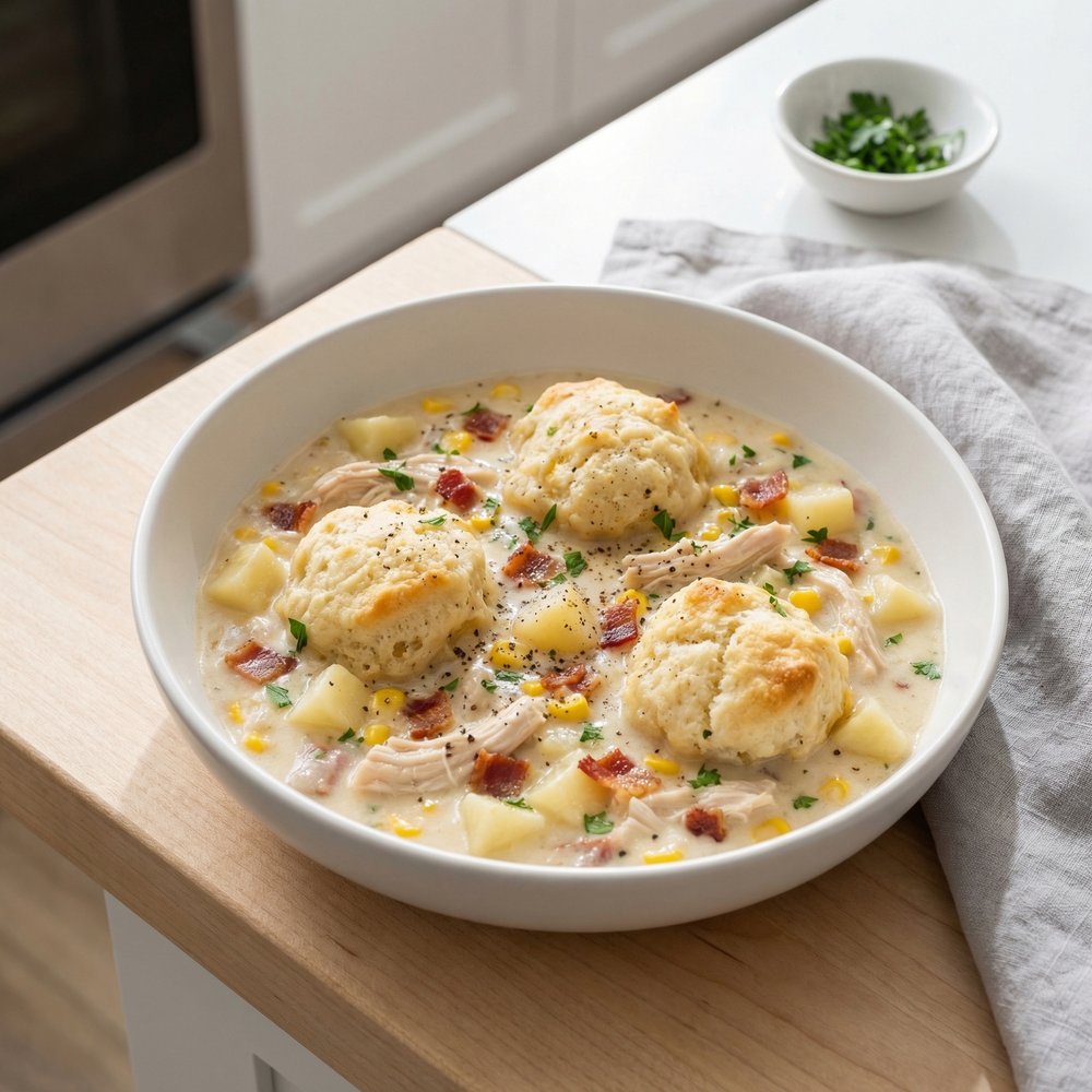 Chicken and Dumplings with Bacon