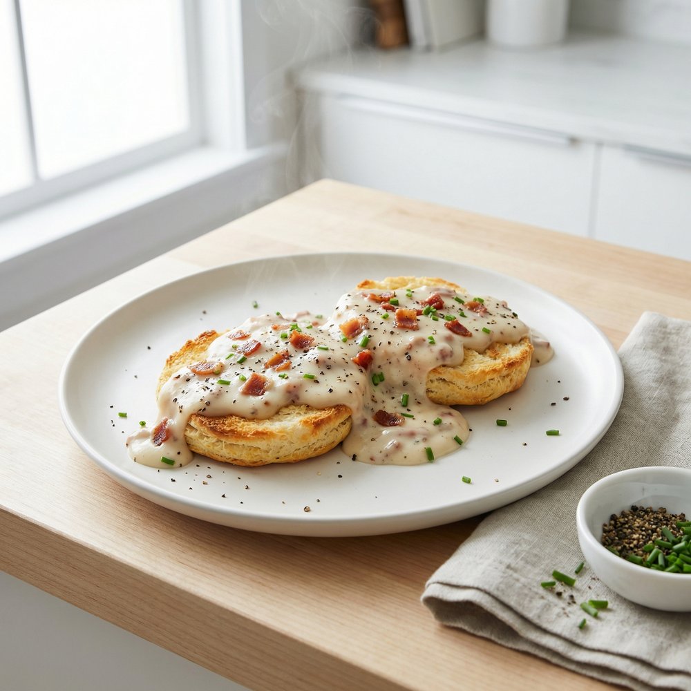 Biscuits with Country Bacon Gravy