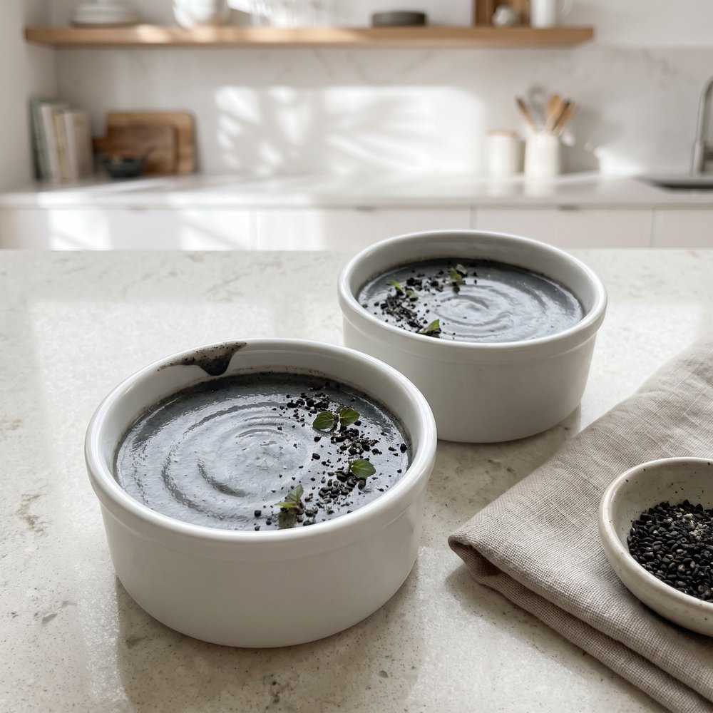 Creamy Black Sesame Gelatin Pudding