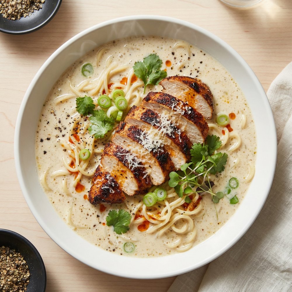 Creamy Blackened Chicken Ramen