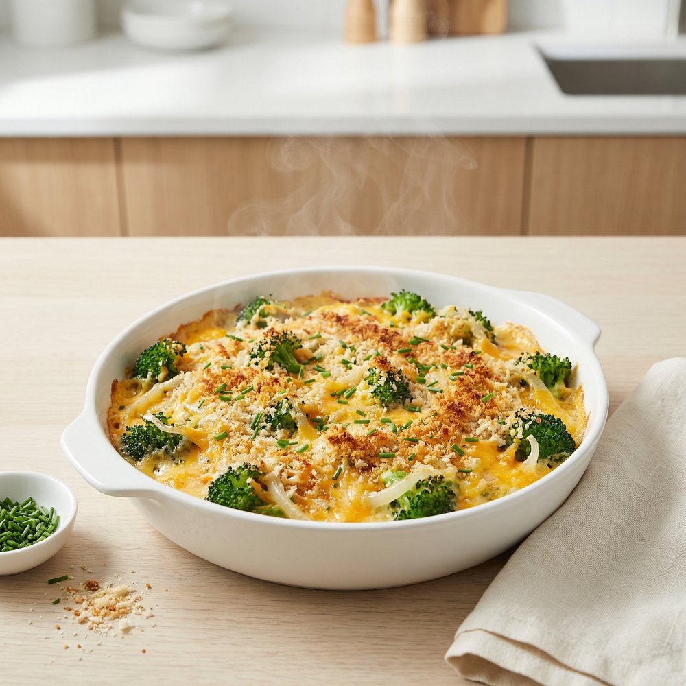 Cheesy Broccoli & Onion Bake