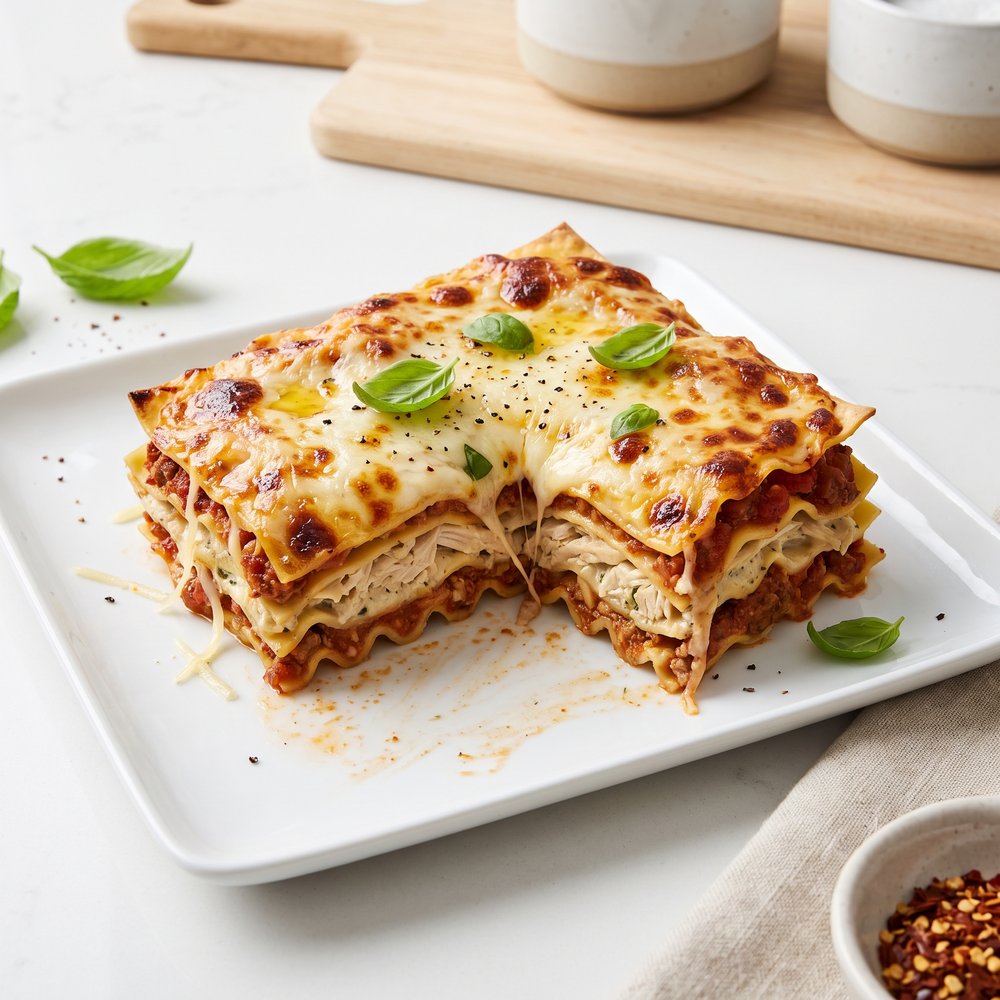 Creamy Chicken Lasagna Bake