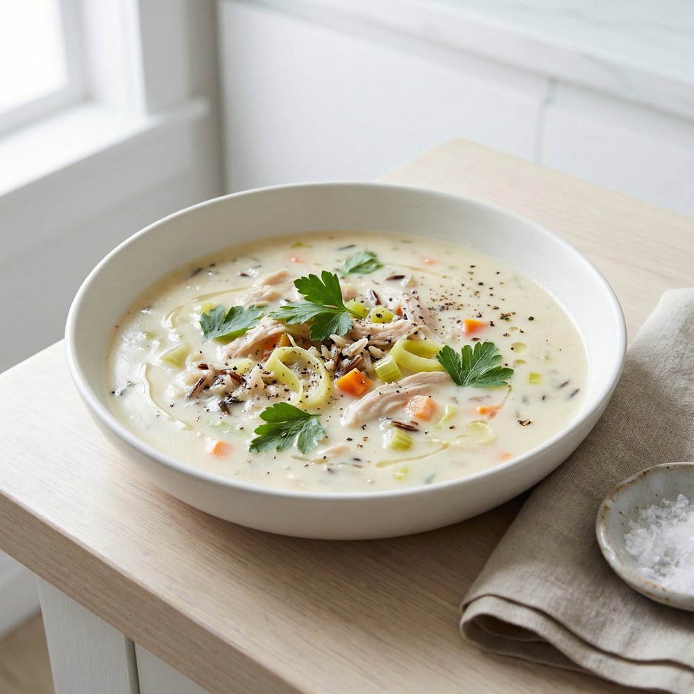 Creamy Chicken, Leek & Wild Rice Chowder