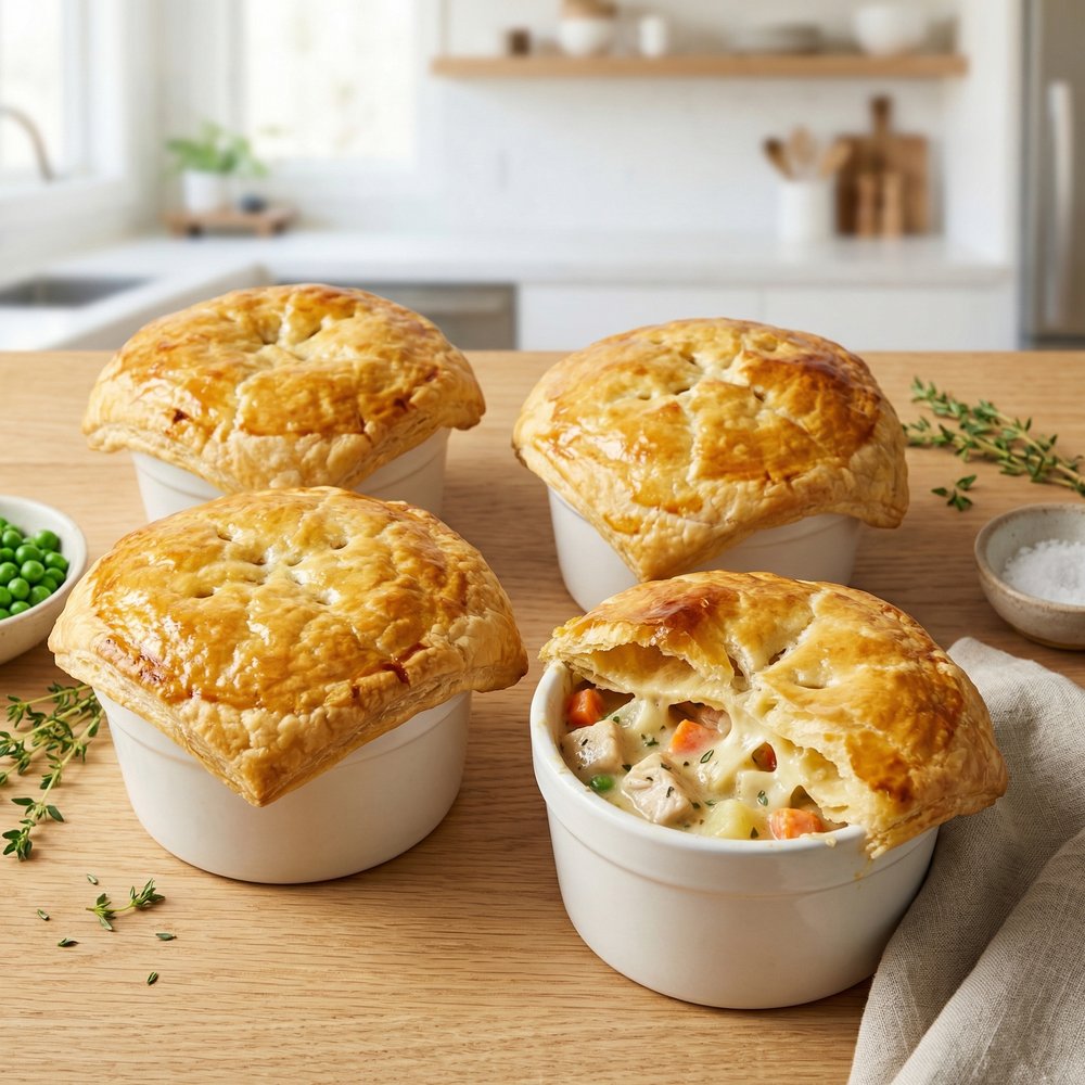 Individual Chicken Pot Pies with Buttery Puff Pastry