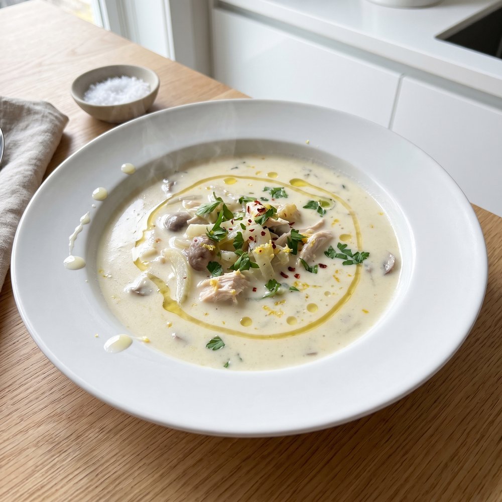 Creamy Chicken Soup with Fennel and Mushrooms