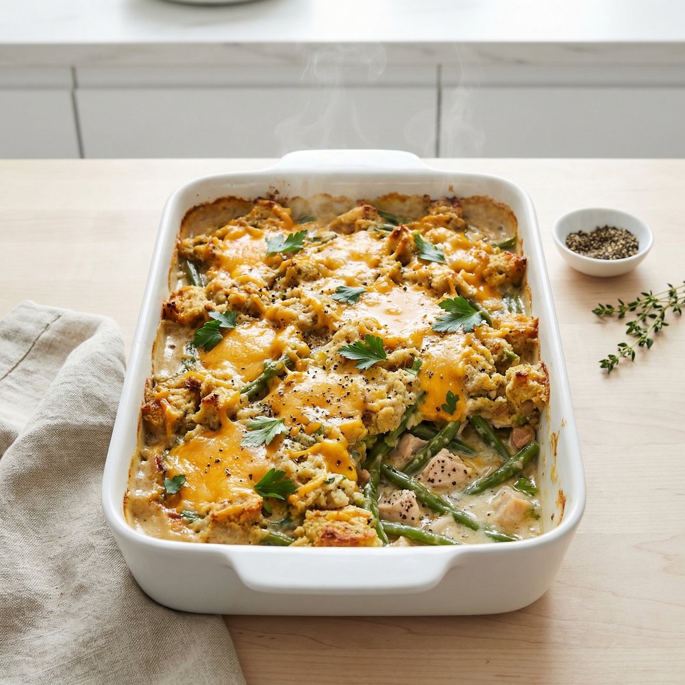 Chicken, Green Bean and Stuffing Bake