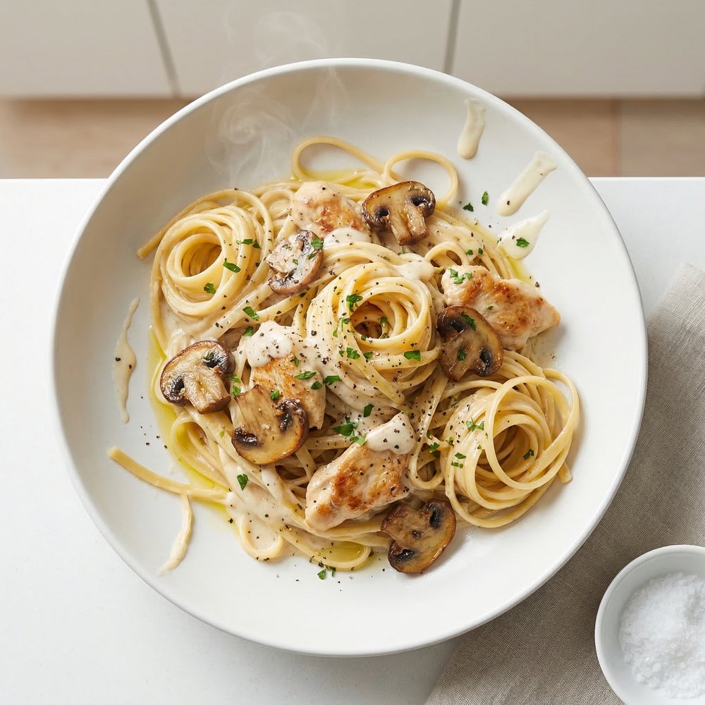 Linguine with Chicken and Mushrooms