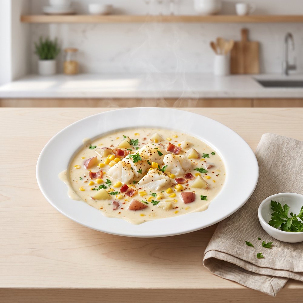 Creamy Cod and Corn Chowder