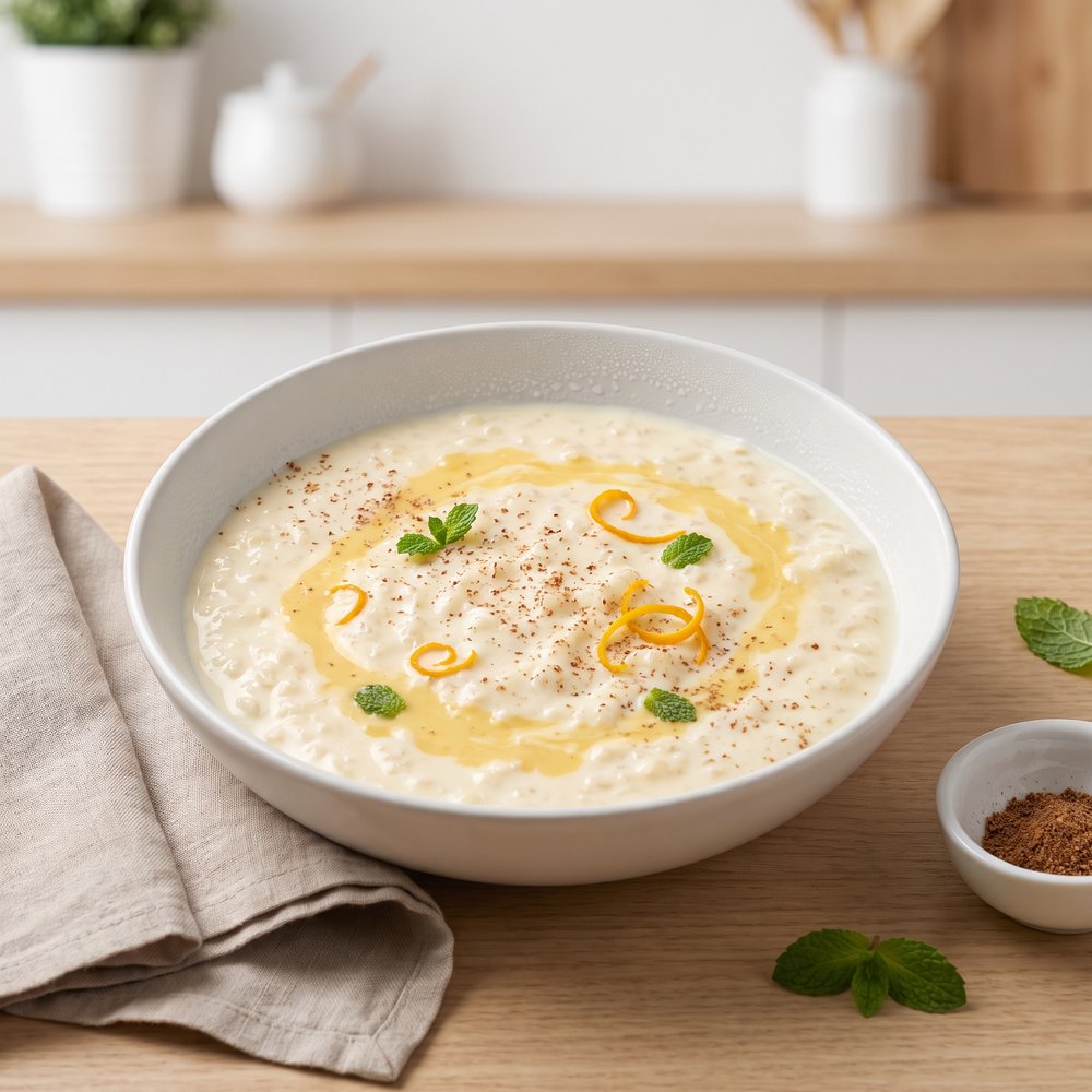 Creamy Eggnog Rice Pudding
