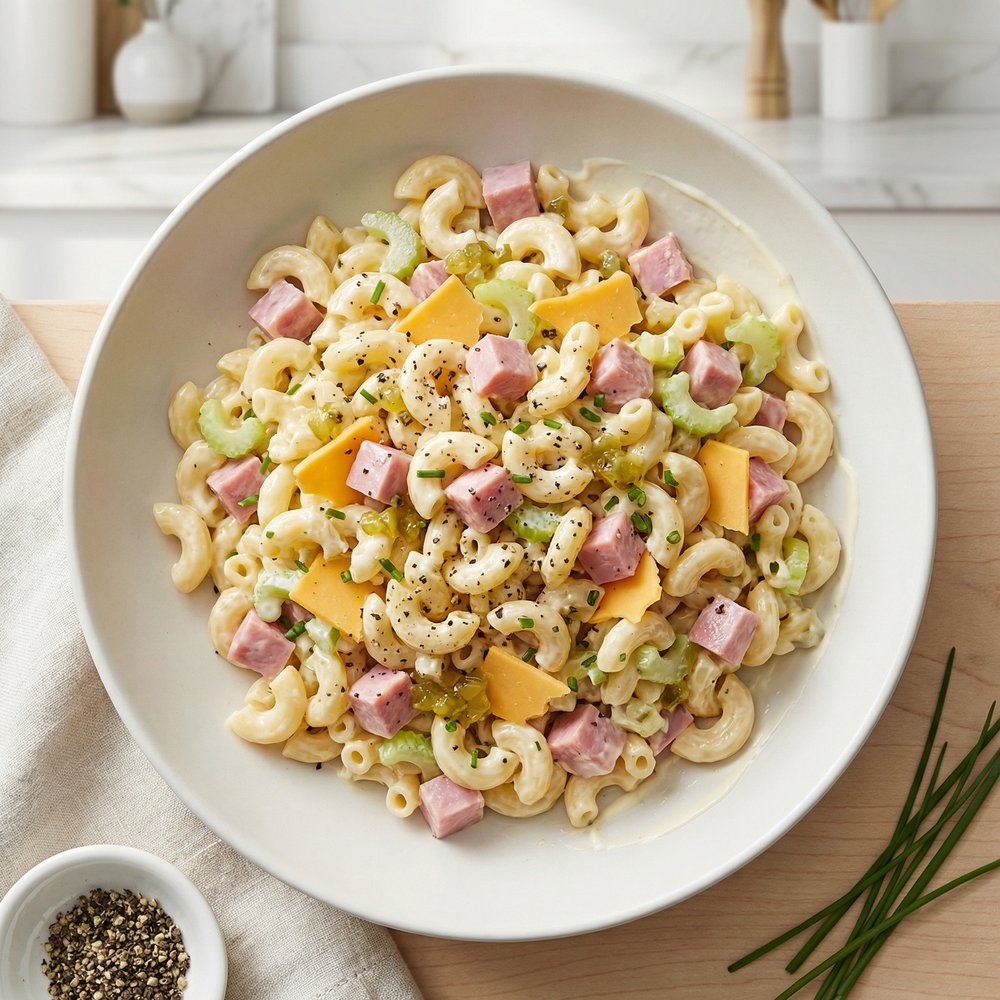 Cheddar and Ham Macaroni Salad