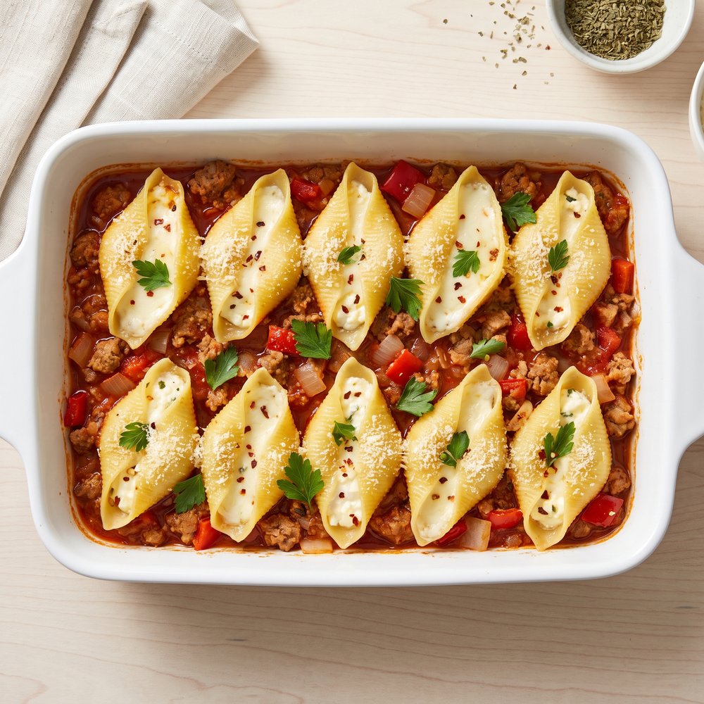 Creamy Italian Sausage–Stuffed Jumbo Shells