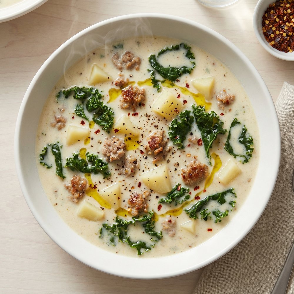 Creamy Italian Sausage, Potato & Kale Soup