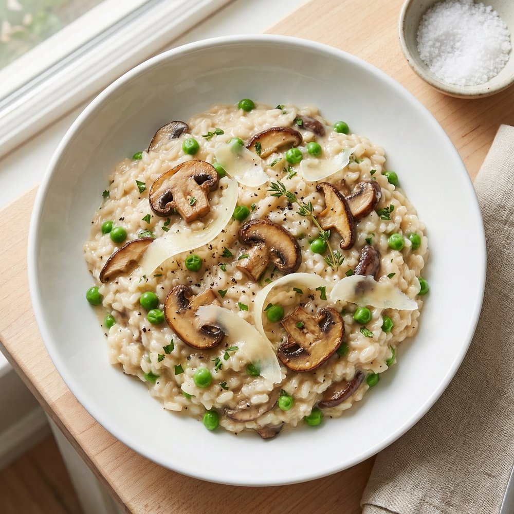 Mushroom and Pea Risotto