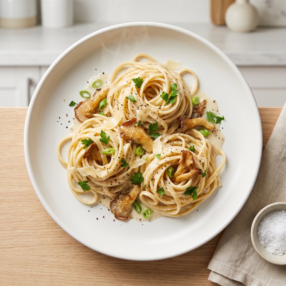 Creamy Oyster Mushroom Linguine