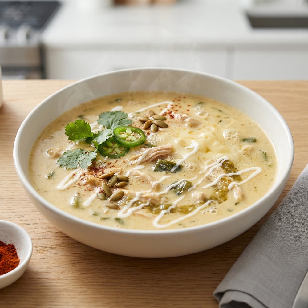 Creamy Chicken and Poblano Cheese Soup