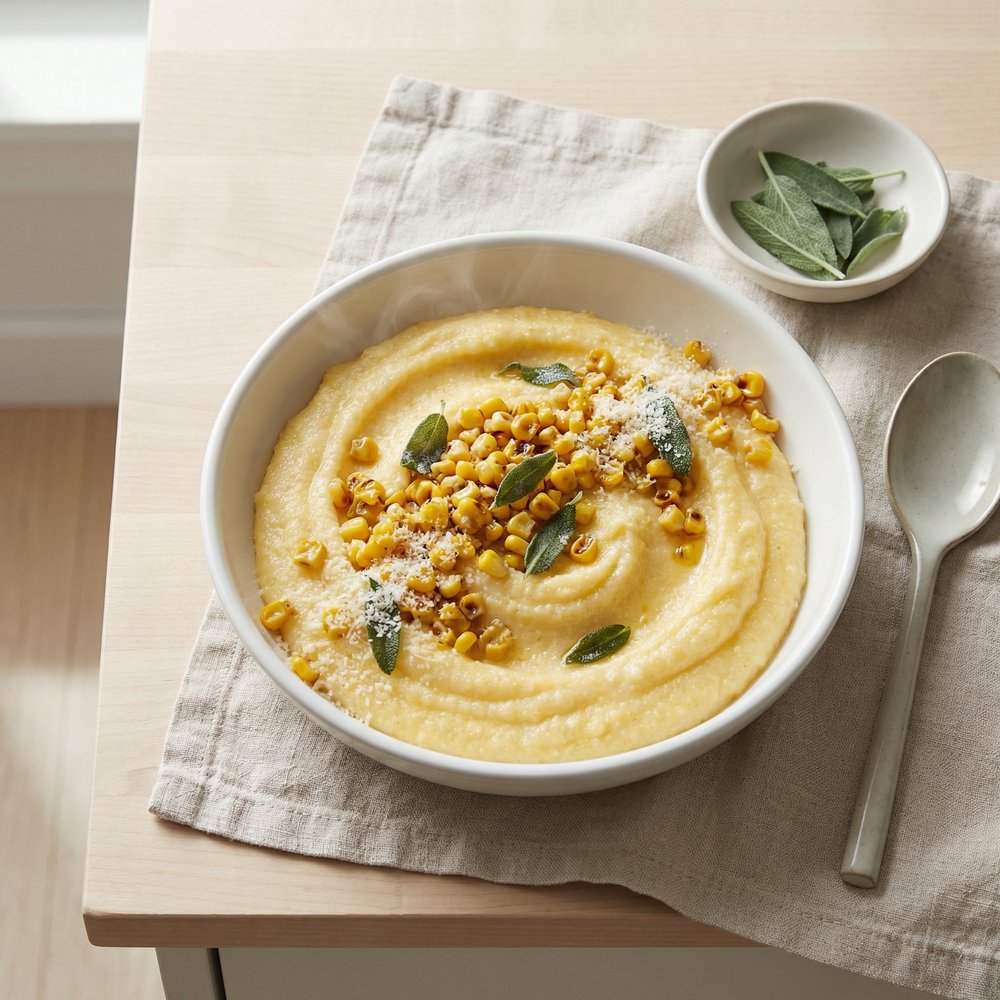 Silky Polenta with Charred Corn and Sage