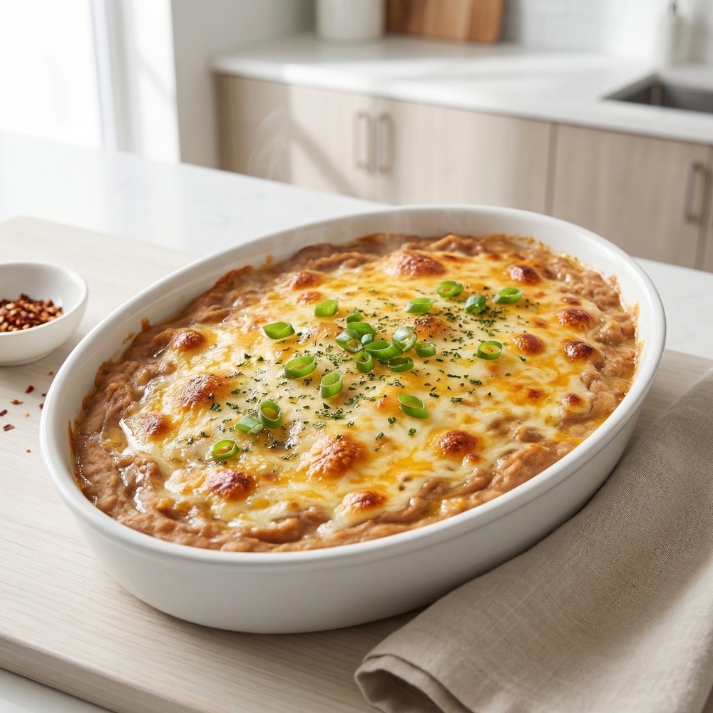 Cheesy Hot Refried Bean Party Dip