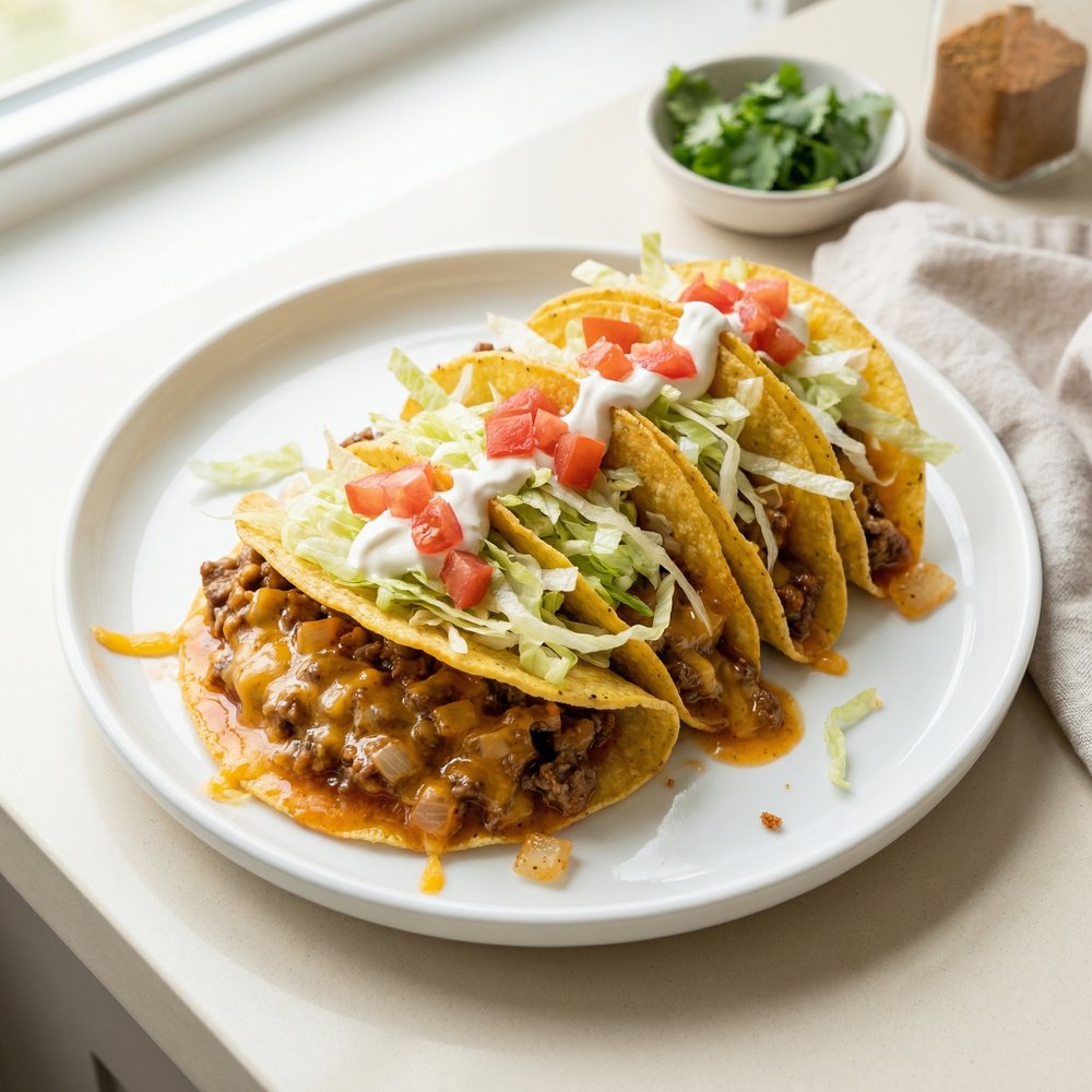 Cheesy Rotel Beef Tacos
