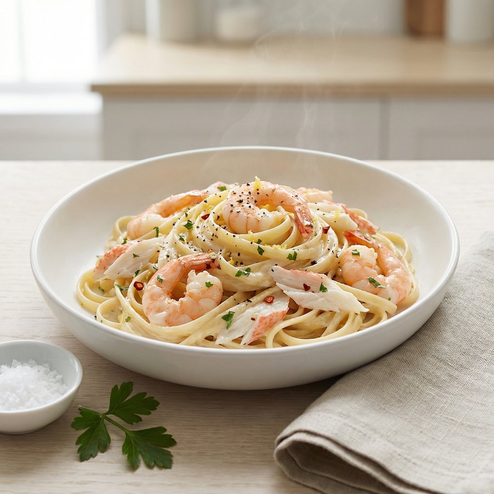 Creamy Seafood Linguine Pasta