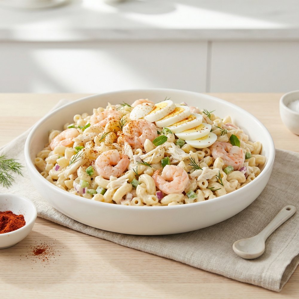 Seafood Macaroni Salad with Shrimp and Crab