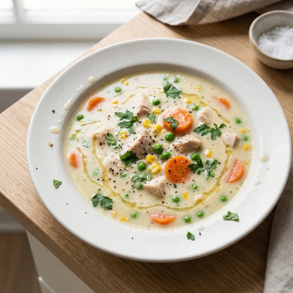Crockpot Chicken Pot Pie–Style Soup