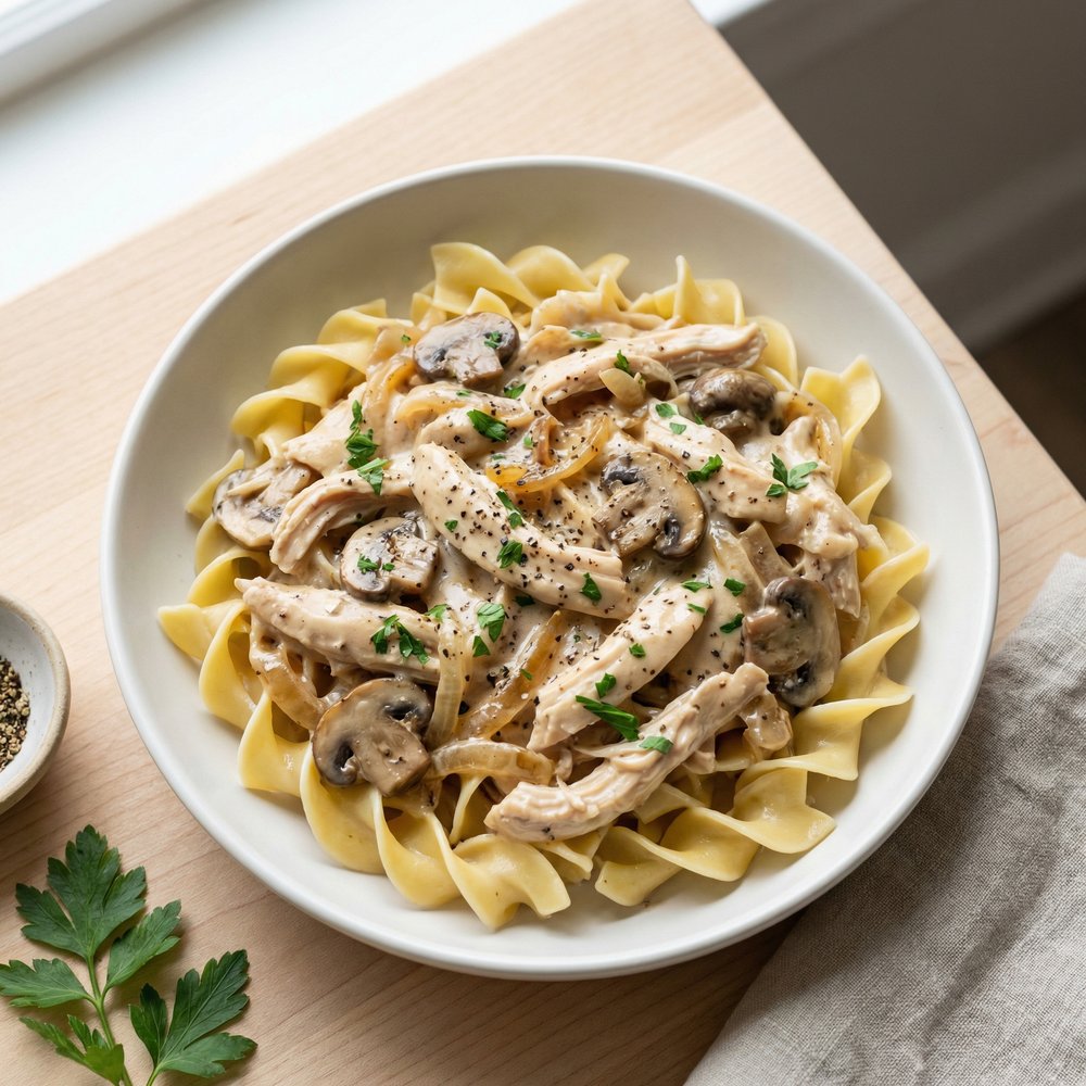 Slow Cooker Chicken Stroganoff
