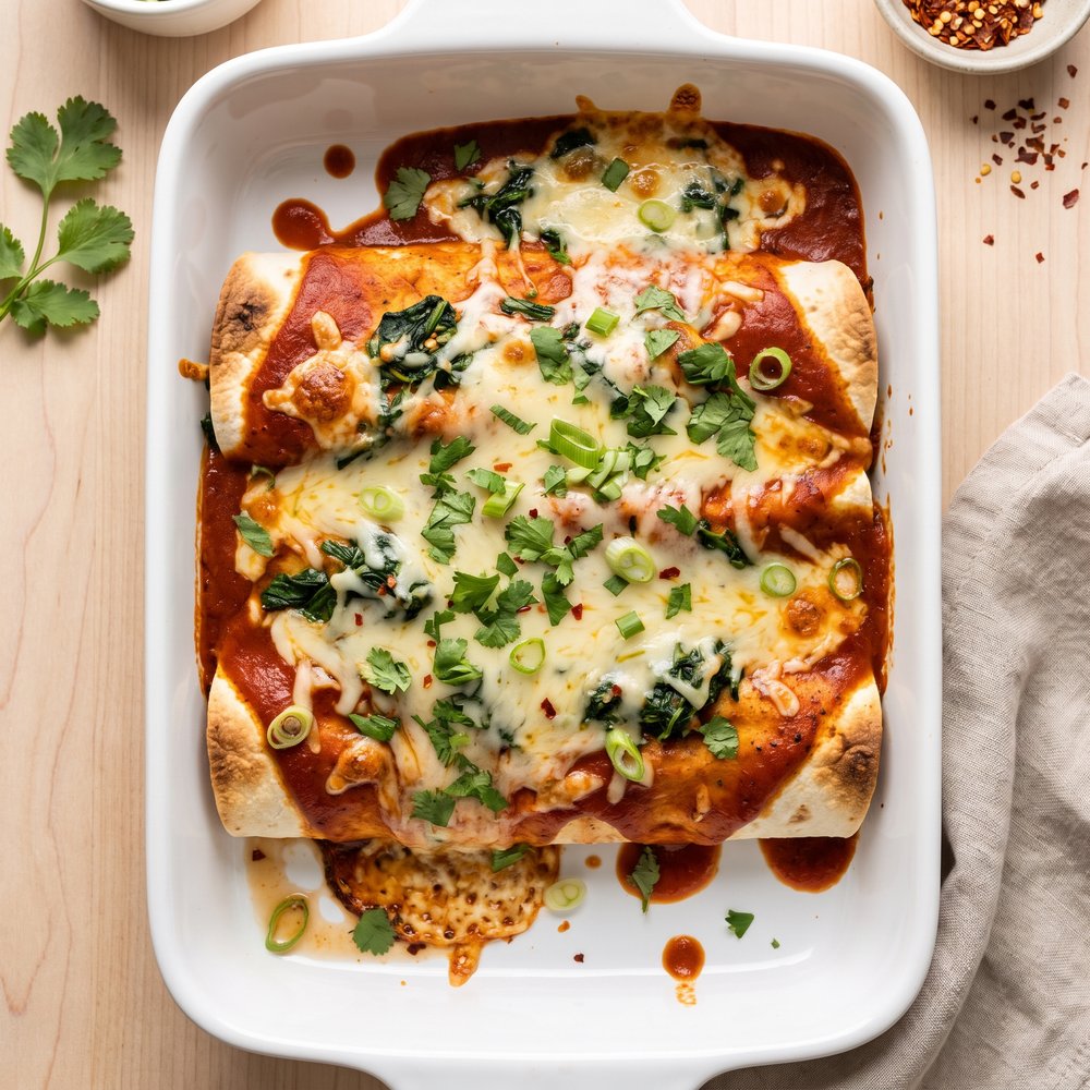 Creamy Spinach Cheese Enchiladas