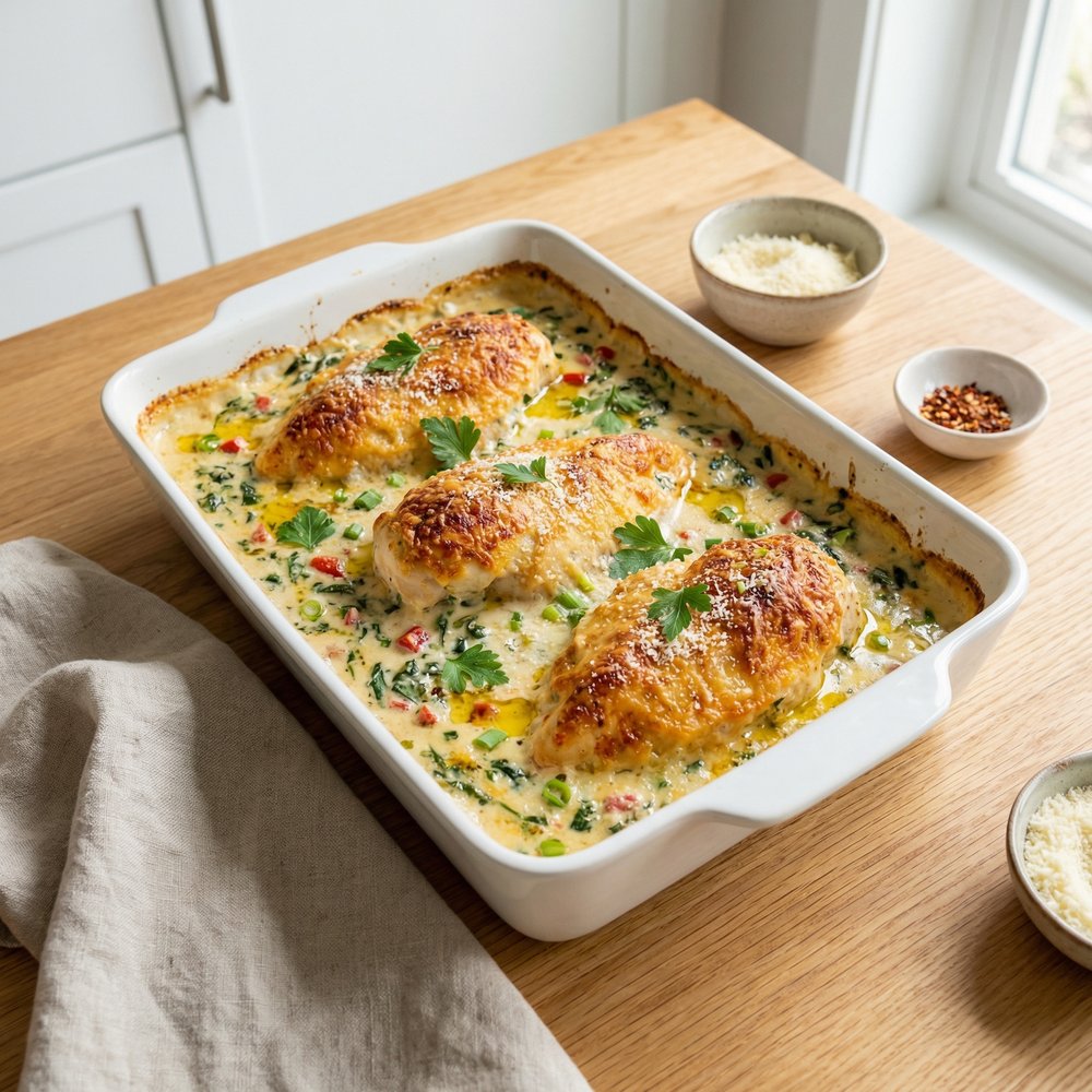 Parmesan-Crusted Chicken with Creamy Spinach