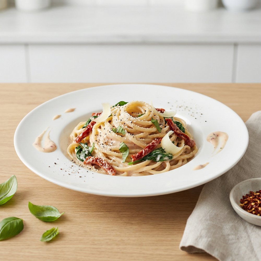 Creamy Sun-Dried Tomato and Spinach Pasta