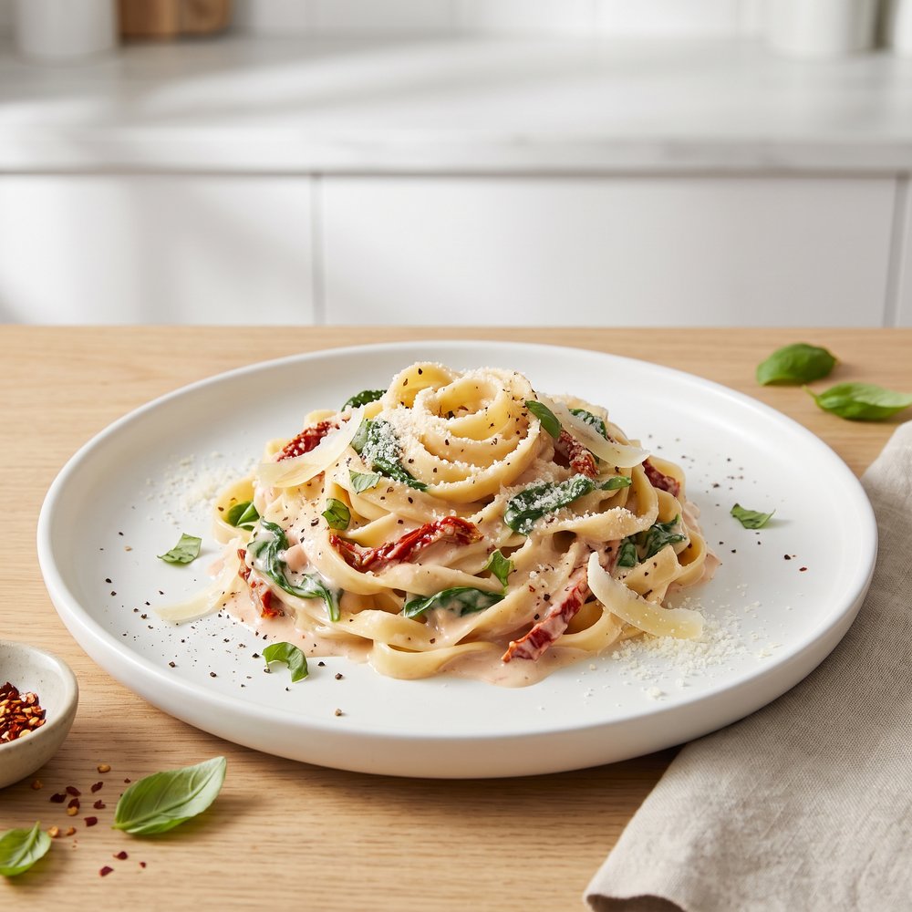 Creamy Sun-Dried Tomato and Spinach Pasta
