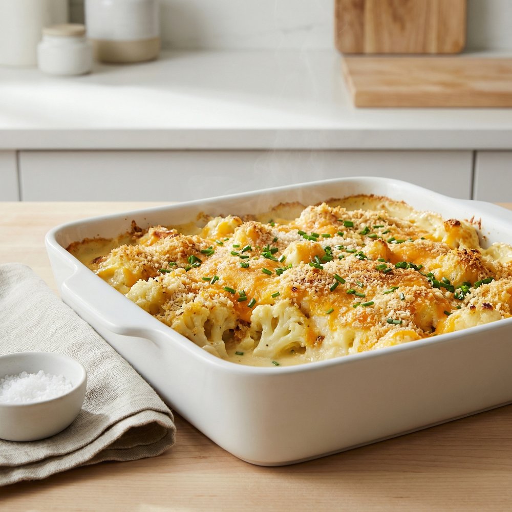 Three-Cheese Cauliflower Casserole