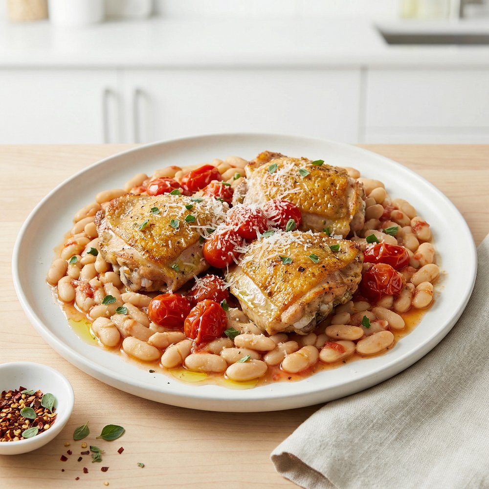 Tomato-Braised Chicken Thighs with Cannellini Beans