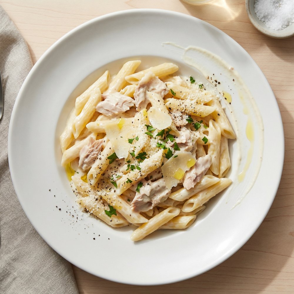 Creamy Tuna Alfredo Penne