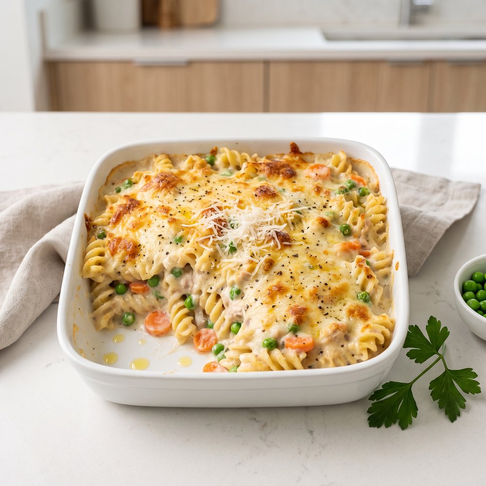 Creamy Tuna Alfredo Bake