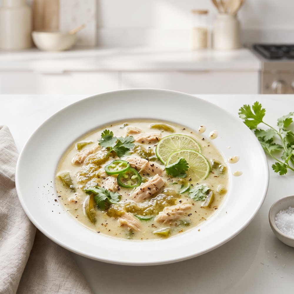 Creamy White Chicken Chili with Salsa Verde