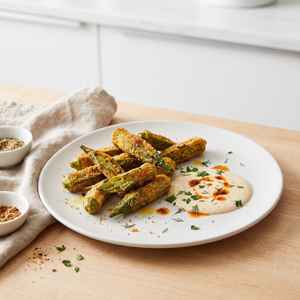 Crispy Air-Fried Okra Bites