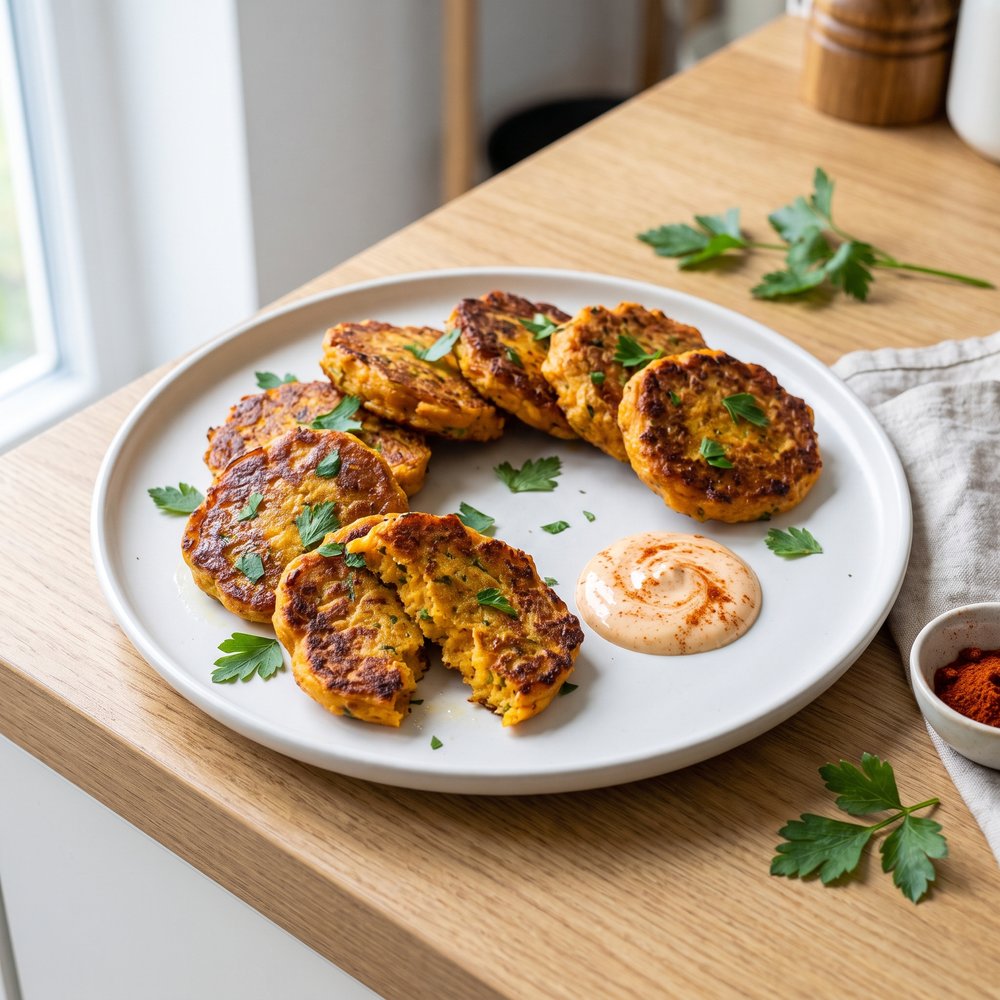 Crispy Air-Fried Vegan Sweet Potato Fritters