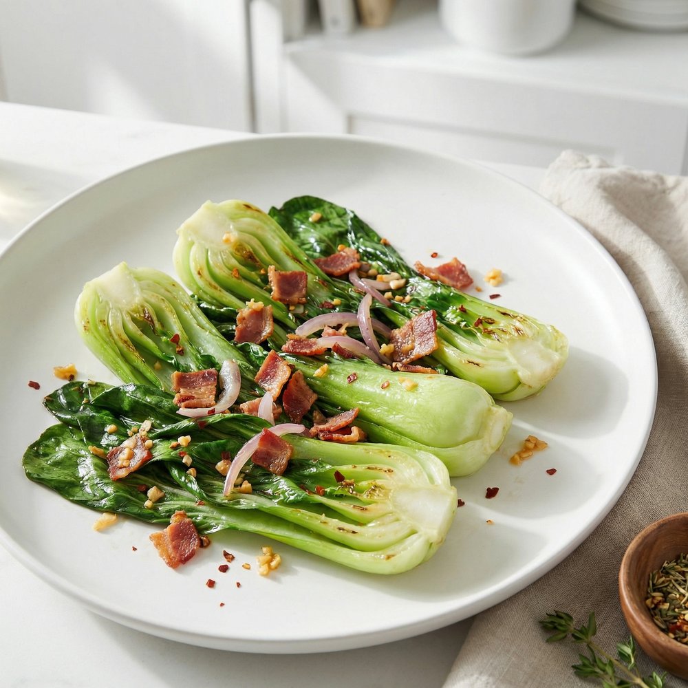 Bok Choy with Crispy Bacon