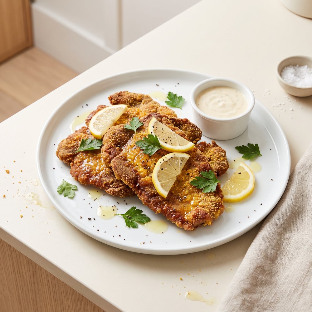 Crispy Breaded Cube Steak Schnitzel