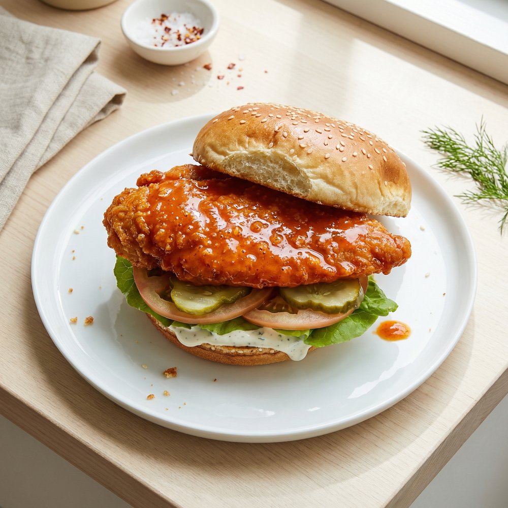 Crispy Buffalo Chicken Sandwiches on Buns