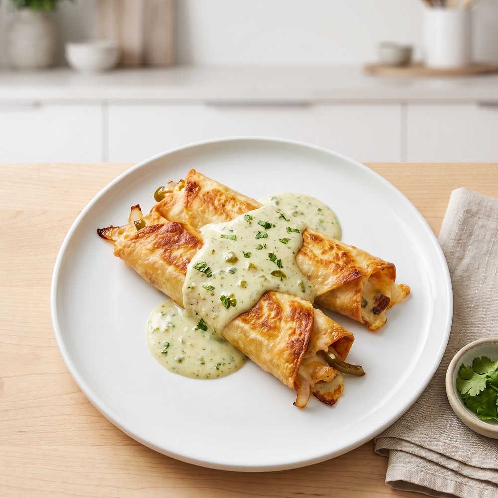 Crispy Chicken Chimichangas with Creamy Sour Cream Sauce