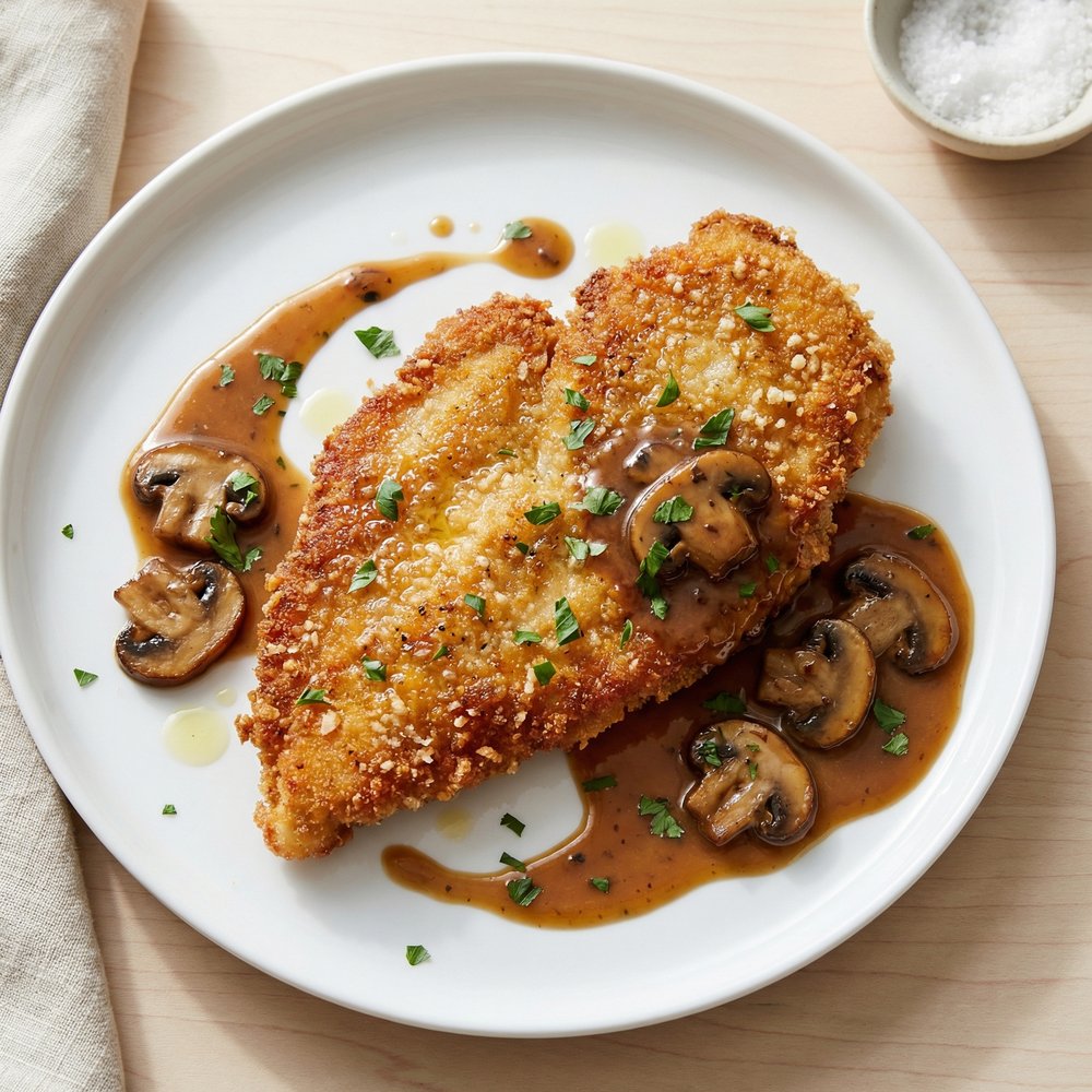Milanese-Style Chicken with Marsala Mushroom Sauce