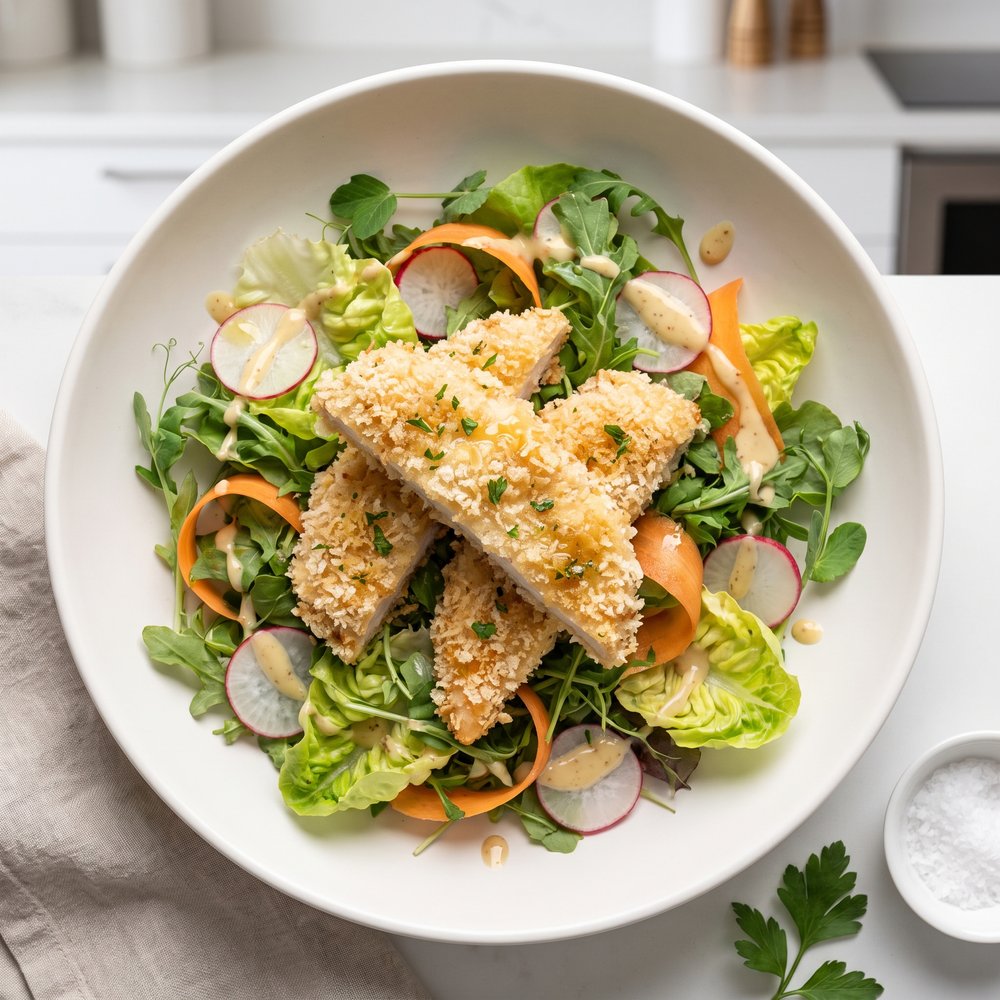 Crispy Chicken Salad with Yummy Honey Mustard Dressing