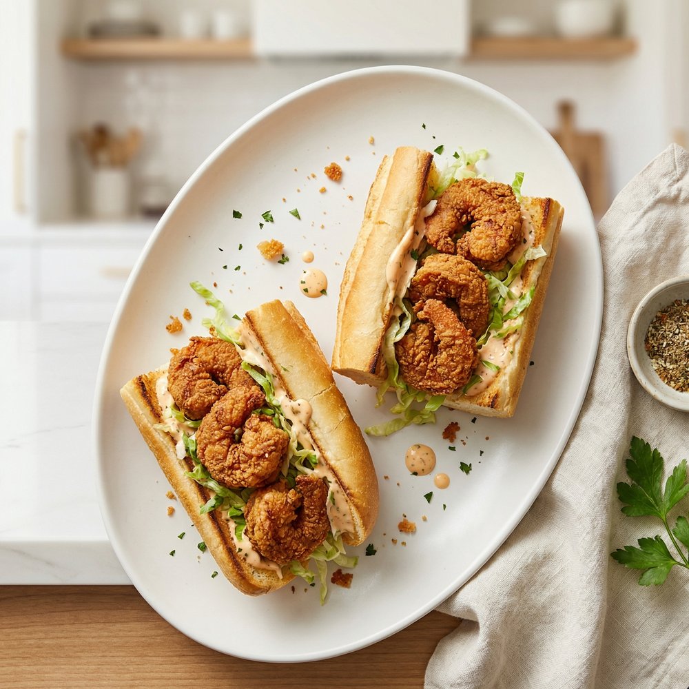 Crispy Shrimp Po’ Boy Sandwiches