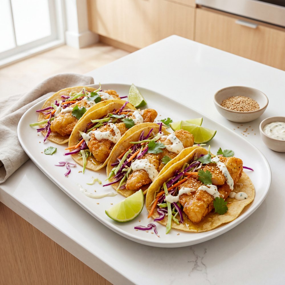 Crispy Tilapia Fish Tacos with Slaw