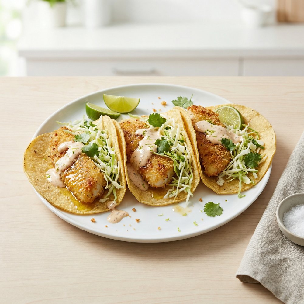 Crispy Fish Tacos with Chipotle-Lime Ranch