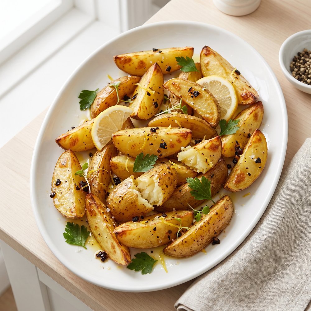 Crispy Lemon and Garlic Roasted Potatoes