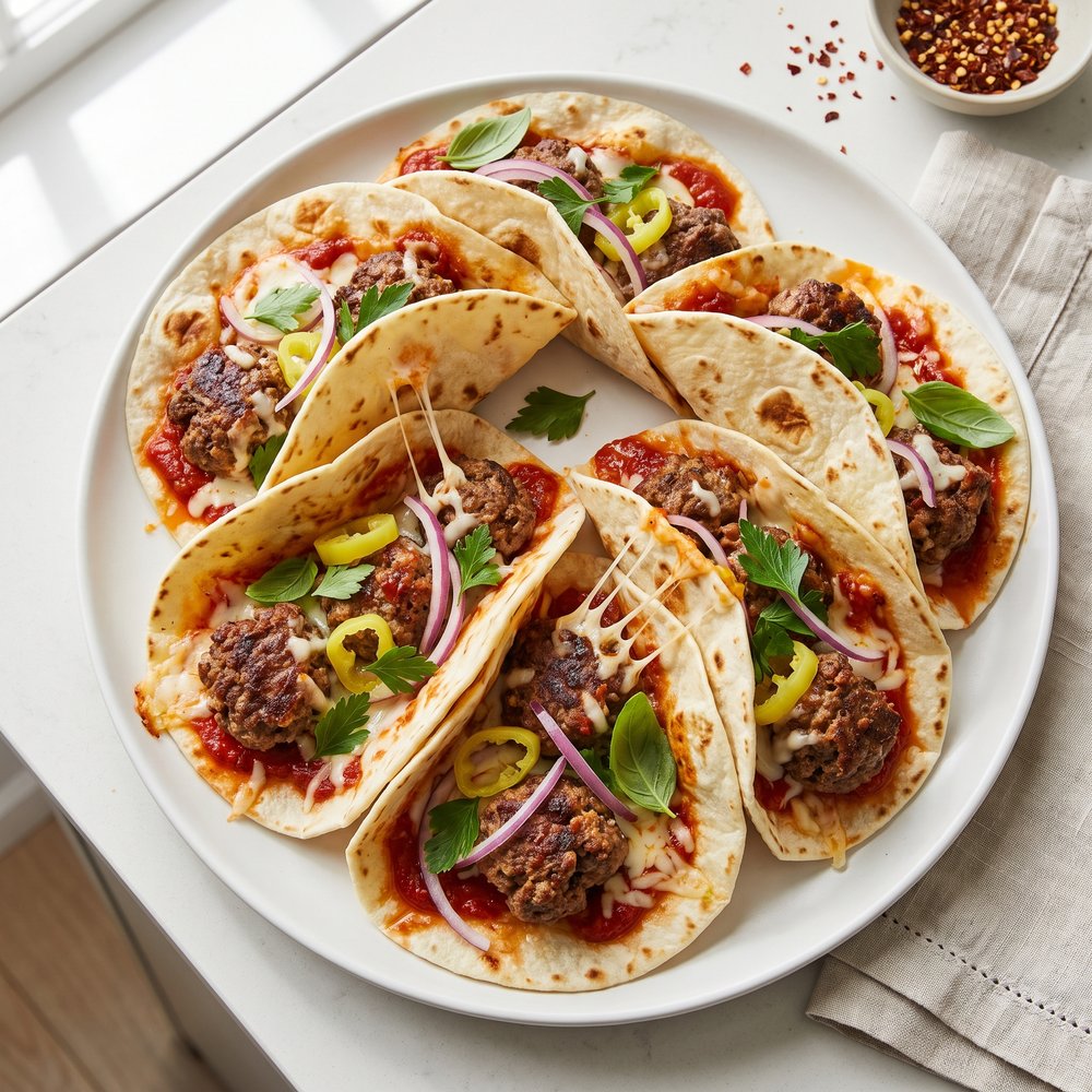 Crispy Meatball Sub Street Tacos