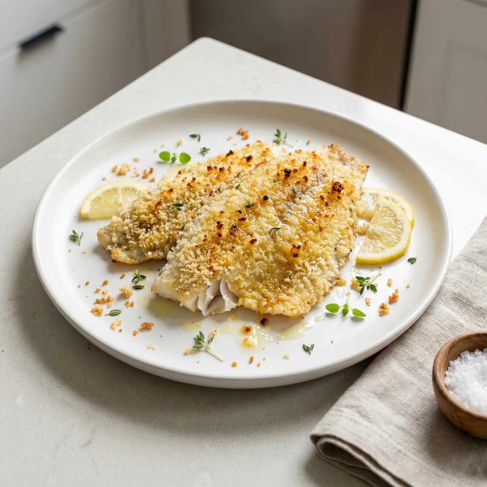 Baked Flounder with Panko and Parmesan