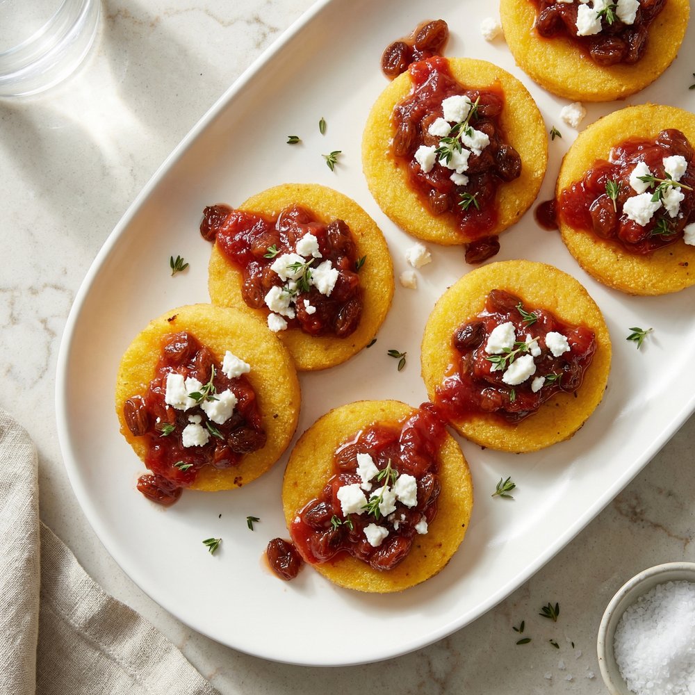 Crispy Polenta Bites with Jammy Tomato Topper